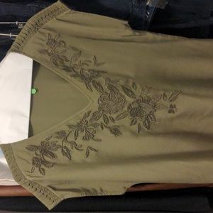 Mulberry silk top (army green) by Massimo Dutti, size US10